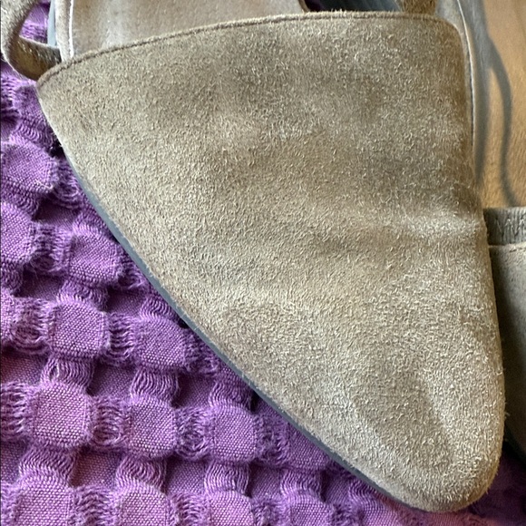 Eileen Fisher Gray Suede Crisscross Heels - Picture 5 of 10